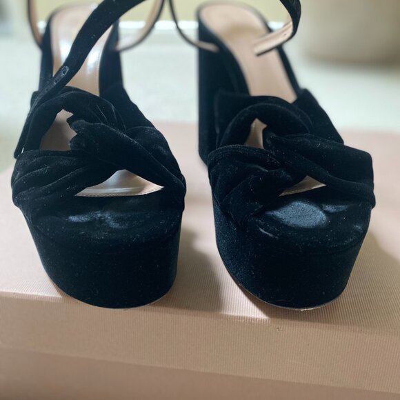 Gianvito Rossi- Knotted Black Velvet Platform Sandals - Size 41 - Picture 5 of 11